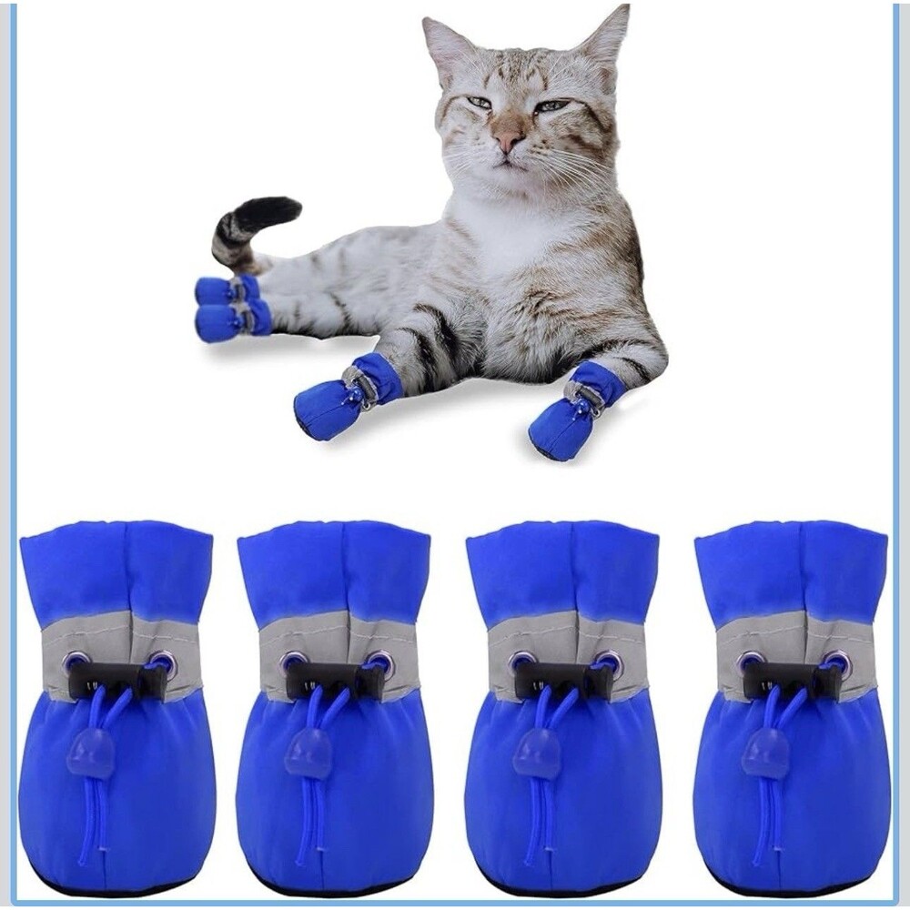 Soft & Cozy Dog Boots for Small Dogs - Blue, Adjustable Size 7 -Indoor/Outdoor